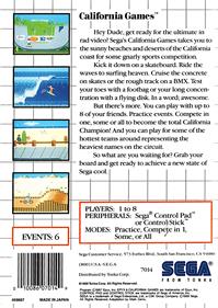 California Games - Box - Back Image