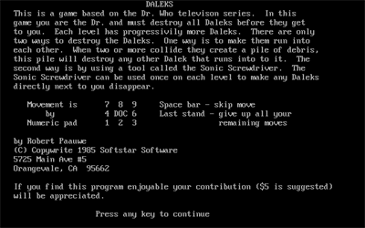Daleks - Screenshot - Game Title Image