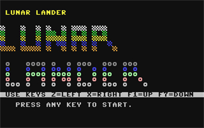 Lunar Lander (Cascade Games) - Screenshot - Game Title Image