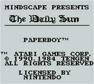 Paperboy - Screenshot - Game Title Image