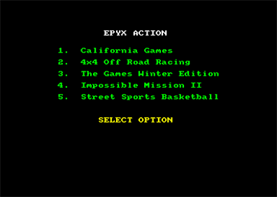Epyx Action - Screenshot - Game Select Image