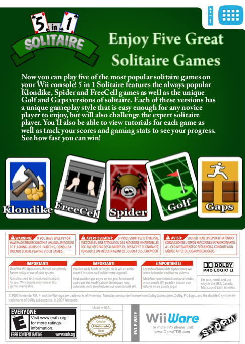 Thoroughly Big As well 5 in 1 Solitaire Images - LaunchBox Games Database