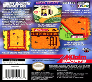 Jeremy McGrath Supercross 2000 - Box - Back Image