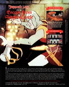 Dragon's Lair II: Escape from Singe's Castle - Box - Back Image