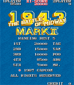 1943: The Battle of Midway: Mark II - Screenshot - High Scores Image