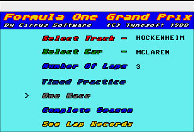 Formula 1 Grand Prix - Screenshot - Game Select Image
