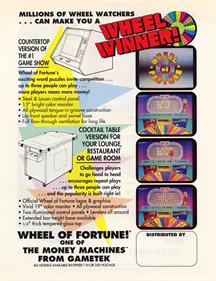 Wheel of Fortune - Advertisement Flyer - Back Image