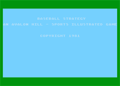 Computer Baseball Strategy - Screenshot - Game Title Image