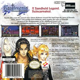Castlevania: Harmony of Dissonance - Box - Back Image
