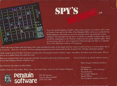 Spy's Demise - Box - Back Image