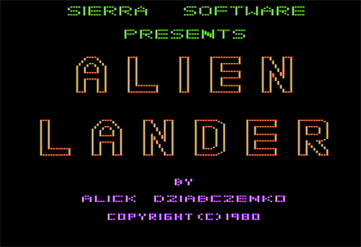 Alien Lander - Screenshot - Game Title Image