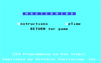 Mastermind (Softdisk) - Screenshot - Game Title Image
