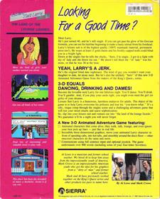 Leisure Suit Larry in the Land of the Lounge Lizards - Box - Back Image
