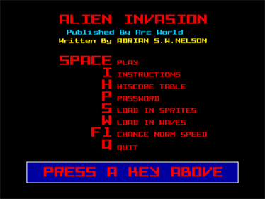 Alien Invasion - Screenshot - Game Select Image