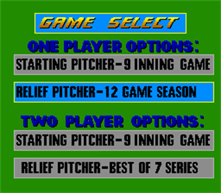Relief Pitcher - Screenshot - Game Select Image