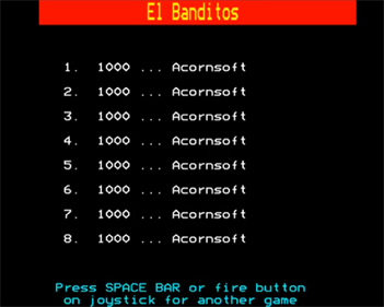 Bandit - Screenshot - High Scores Image