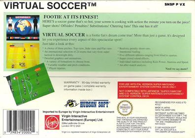 Virtual Soccer - Box - Back Image