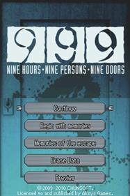 Nine Hours, Nine Persons, Nine Doors - Screenshot - Game Title Image