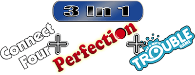 3 Game Pack!: Connect Four / Perfection / Trouble - Clear Logo Image