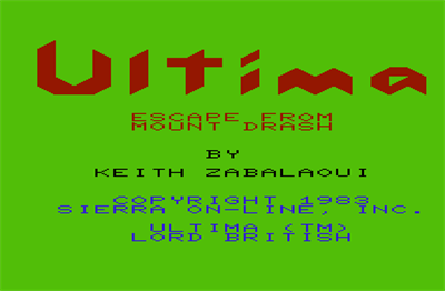 Ultima: Escape From Mt. Drash - Screenshot - Game Title Image
