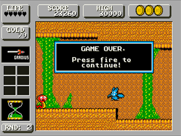 Wonderboy in Monsterland SE - Screenshot - Game Over Image