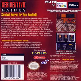 Resident Evil Gaiden - Box - Back Image