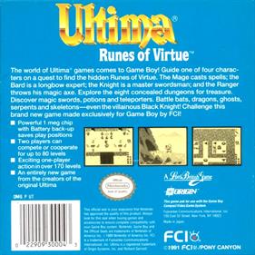 Ultima: Runes of Virtue - Box - Back Image