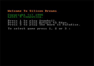 Silicon Dreams - Screenshot - Game Select Image