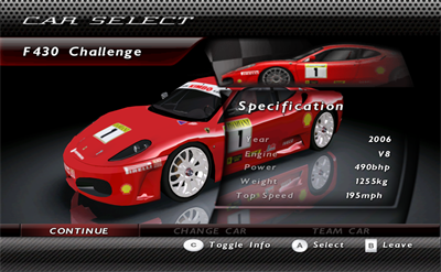 Ferrari Challenge: Trofeo Pirelli - Screenshot - Game Select Image