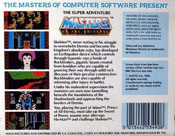 Masters of the Universe: Super Adventure - Box - Back Image