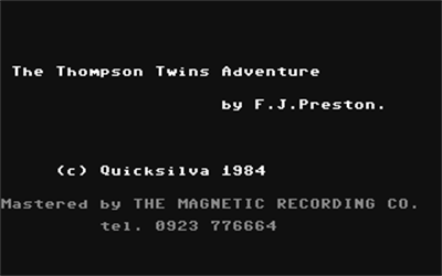 The Thompson Twins Adventure - Screenshot - Game Title Image