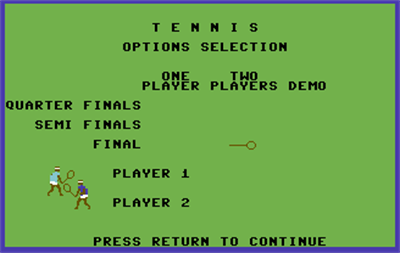 Tournament Tennis - Screenshot - Game Select Image