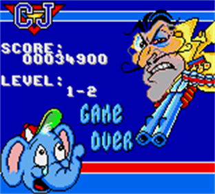 CJ Elephant Fugitive - Screenshot - Game Over Image