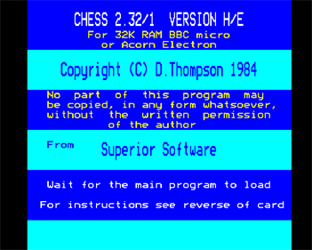Chess (Superior Software) - Screenshot - Game Title Image