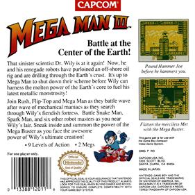 Mega Man III - Box - Back Image