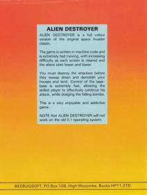 Alien Destroyer - Box - Back Image