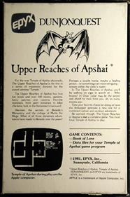 Upper Reaches of Apshai - Box - Back Image
