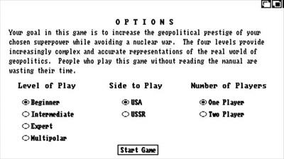 Balance of Power: The 1990 Edition - Screenshot - Game Select Image