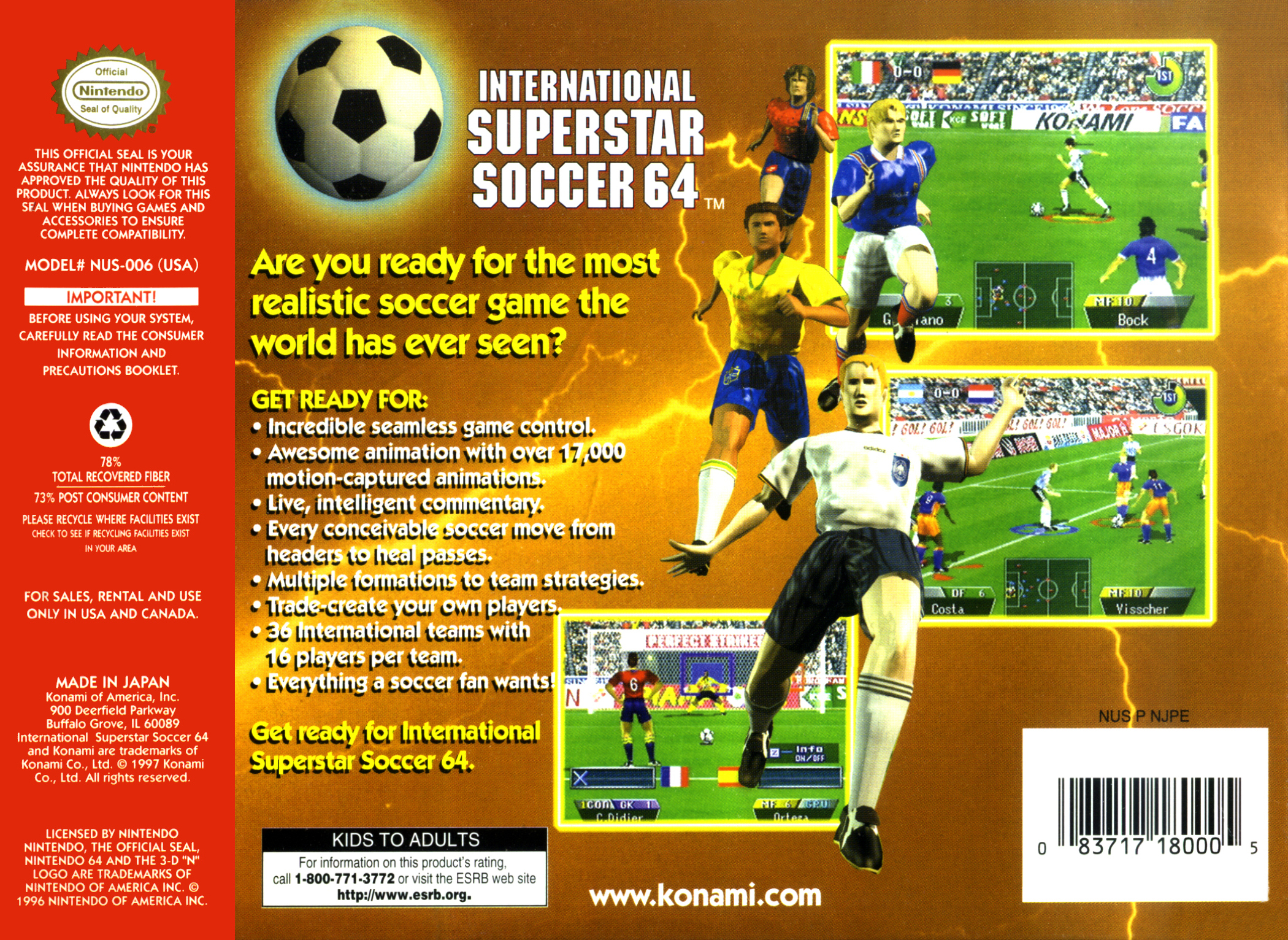 Nintendo 64 International Superstar Soccer 64 ISS 64 Box -  Hong Kong