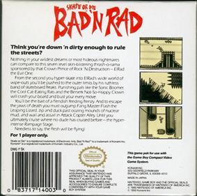 Skate or Die: Bad 'N Rad - Box - Back Image