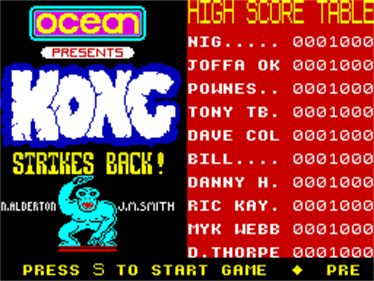 Kong Strikes Back! - Screenshot - High Scores Image