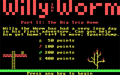 Willy the Worm Part II: The Big Trip Home - Screenshot - Game Title Image