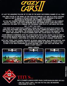 Crazy Cars II - Box - Back Image