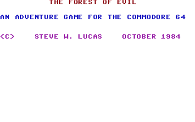 The Forest of Evil - Screenshot - Game Title Image