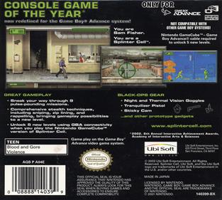 Tom Clancy's Splinter Cell - Box - Back Image