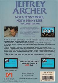 Jeffrey Archer: Not a Penny More, Not a Penny Less: The Computer Game - Box - Back Image