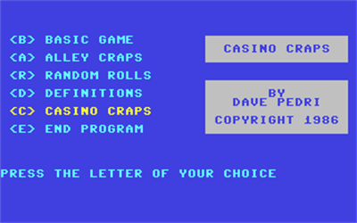 Casino Craps - Screenshot - Game Title Image