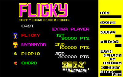 Flicky - Screenshot - Game Title Image