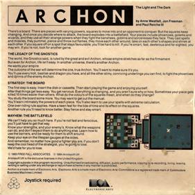 Archon: The Light and the Dark - Box - Back Image