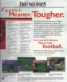 Front Page Sports: Football Pro '98 - Box - Back Image